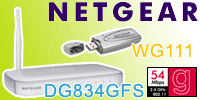 Modem routeur ADSL Wi-Fi DG834GFS et clé USB Wi-Fi WG111 de Netgear