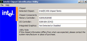 Capture d'écran de Intel Chipset Identification Utility