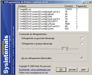 Capture d'écran de PageDefrag 2.21