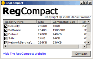 Capture d'écran de RegCompact 1.0